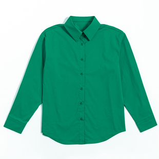 绿色衬衣女2026新款春秋季打底洋气衬衫女休闲长袖高级感上衣外套