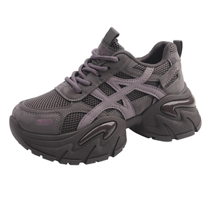 欧货厚底老爹鞋女小个子增高2026超火新款爆款春季灰色休闲运动鞋