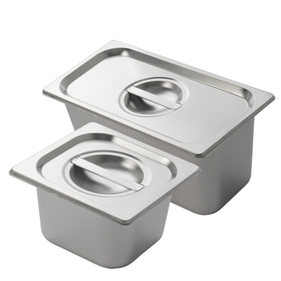 不锈钢盒子带盖调料盆快餐配料桶冰淇淋粉果酱盒长方体形储物罐子