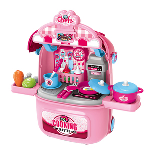 雄城儿童化妆厨房医生工具过家家拉杆箱3-6男女孩收纳行旅箱玩具