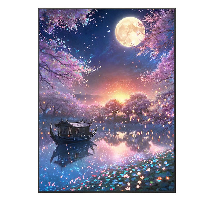 方钻满钻钻石画2026新款高级感唯美星河樱花树点粘贴钻十字绣古风
