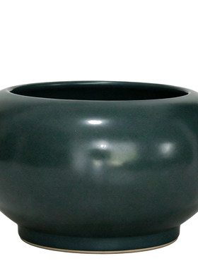 一诺轩景德镇手工拉坯孔雀绿仿古笔洗茶洗可做花器水罐茶室摆件