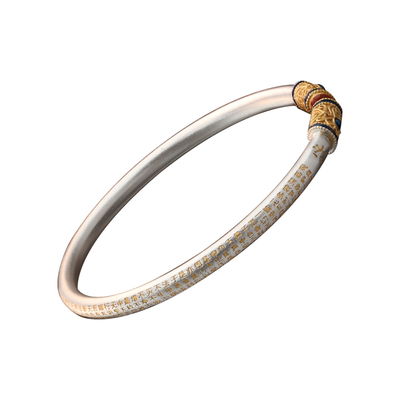 珐琅心经手镯纯银新中式描金镯子