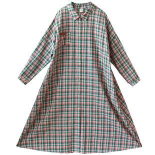 【闲游】文艺衬衫领方格子开衫色织棉浪漫外套半裙女2025春季两件