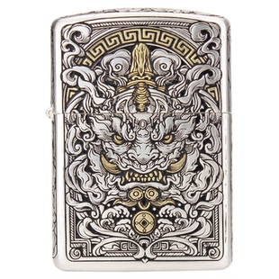 ZIPPO官方旗舰店正品天禄聚财防风煤油镀银打火机生日父亲节礼物