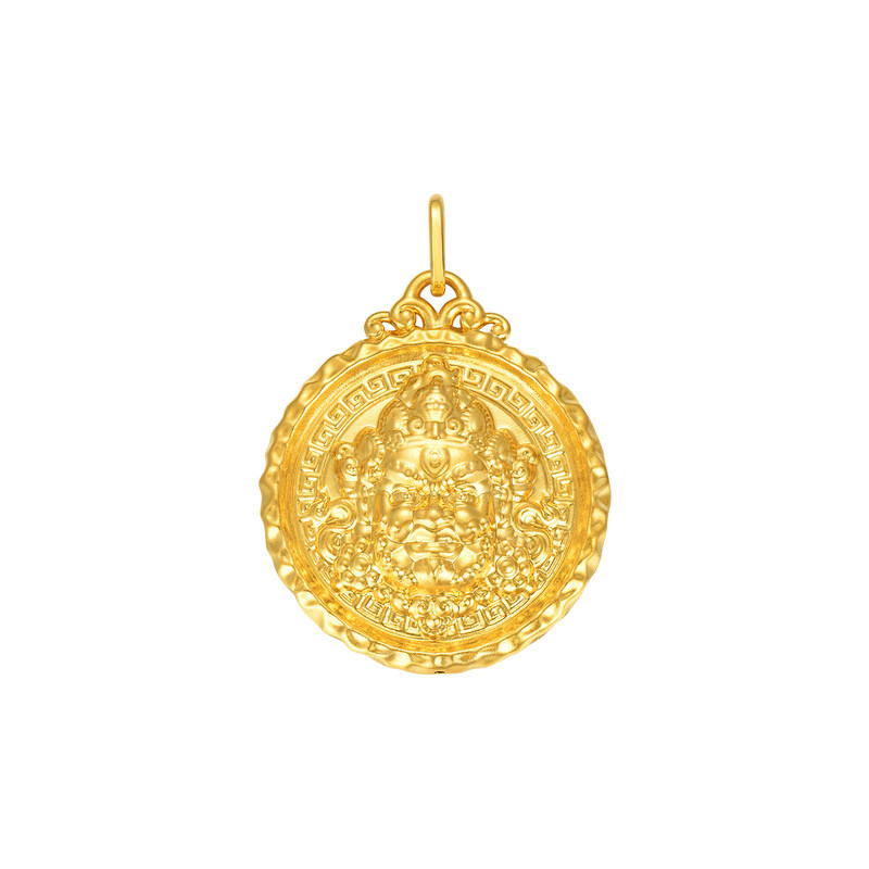明牌珠宝黄财神硬金吊坠 黄金招财好运藏传财神吉祥挂件ASY0708