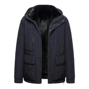 进口黑貂貂袖整貂内胆连帽皮草外套冬季新款男士短款派克服