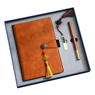 高档国潮中国风办公A5笔记本手账本签字笔U盘定制高校学生套装故宫文创礼盒订制刻字创意纪念品会议活动礼品