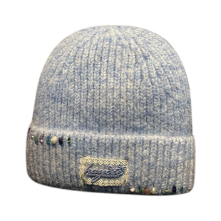 韩系彩石冷帽女冬季纯色显脸小针织帽保暖护耳帽防寒加厚毛线帽子