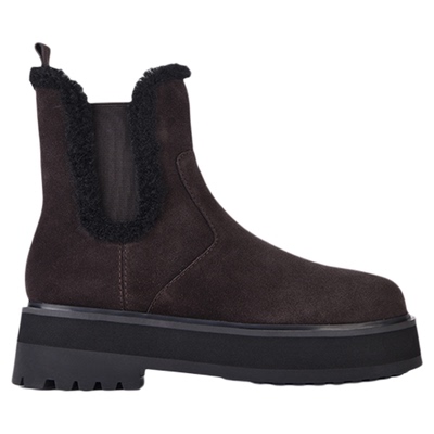 Flattered冬季新款加绒切尔西靴