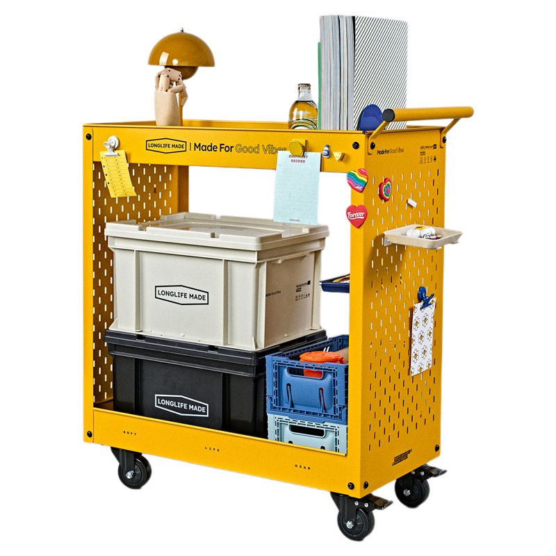 longlife金属小推车洞洞板置物架零食饮料移动边几阳台绿植收纳架