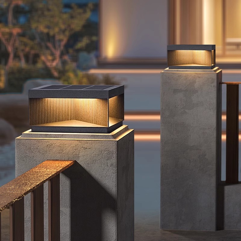 太阳能柱头灯户外防水大门门柱柱子室外现代别墅围墙庭院门垛柱灯