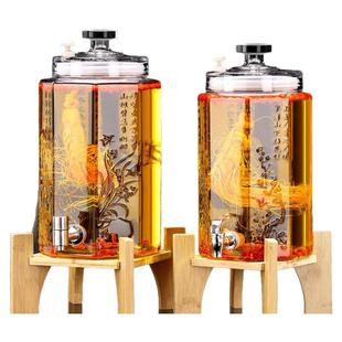高档家用人参白酒罐带龙头底座专用密封罐加厚玻璃泡酒瓶酒坛酒罐
