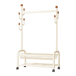 衣架落地卧室衣帽架家用奶油风可移动宿舍晾衣架多功能简易挂衣架