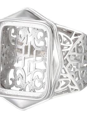 diy纯银蜜蜡绿松石方形戒指空托