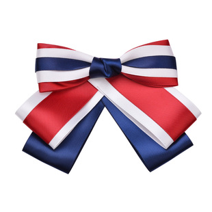 头花领结套装英伦网格学院风红色条纹蝴蝶结银行工作职业头花网兜