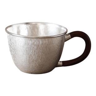 纯银时代 小小马克杯足银999手工纯银茶杯厚重主人杯水杯女咖啡杯
