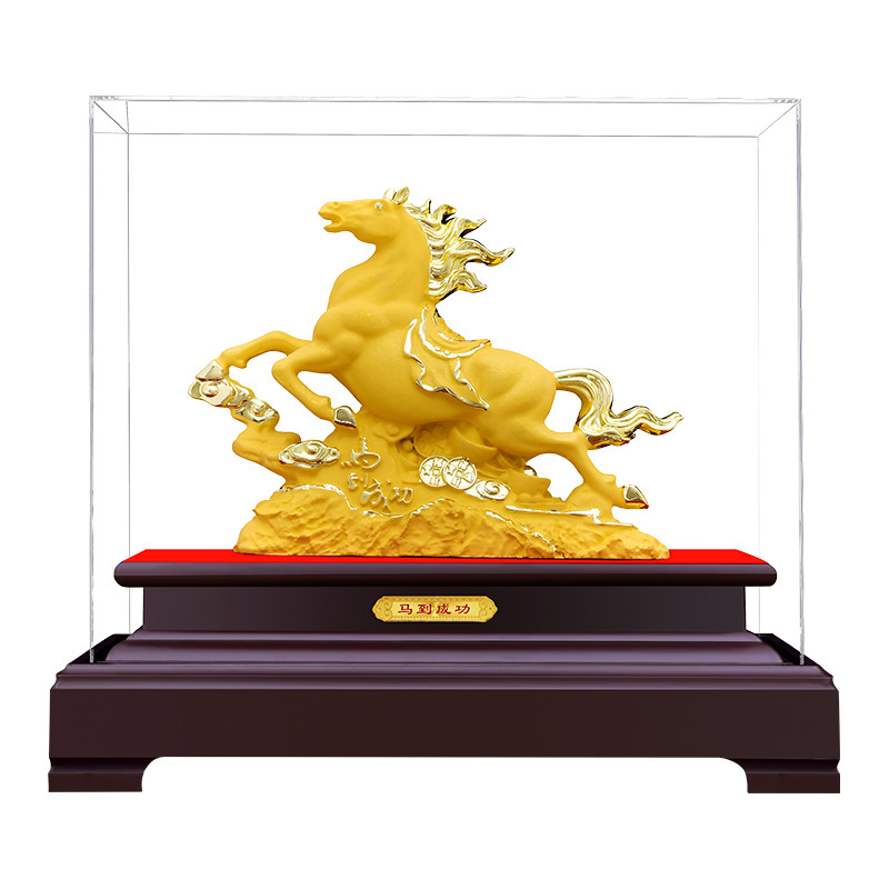 绒沙金马到成功摆件吉祥物