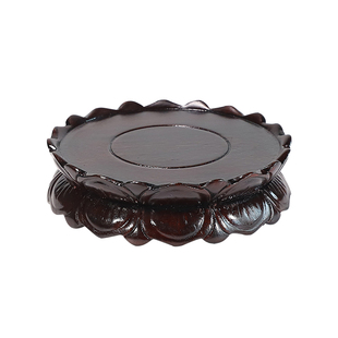 实木莲花底座摆件加高佛像花瓶香炉奇石头花盆垫高圆形工艺品木质