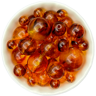 直孔双色琥珀亚克力猫眼珠 手工DIY小红书同款包包编织串珠材料包