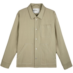 GWIT 轻磅PIMA棉 春秋新款休闲潮流夹克上衣服宽松翻领工装外套男