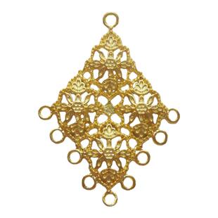 铸铜 黄铜菱形吊饰 手工DIY饰品耳环耳饰配件 镂空流苏连接吊片