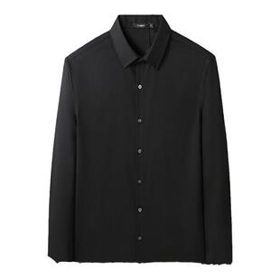 VMEN威曼新款黑色长袖韩版修身衬衫纯色免烫商务休闲男士衬衣S905