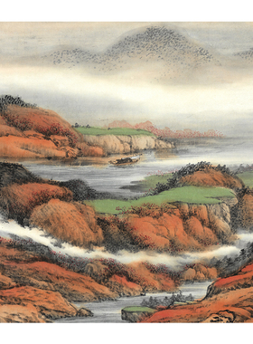 林峰【夜泊】限量签章版画水墨山水中式装饰带装裱60*60cm