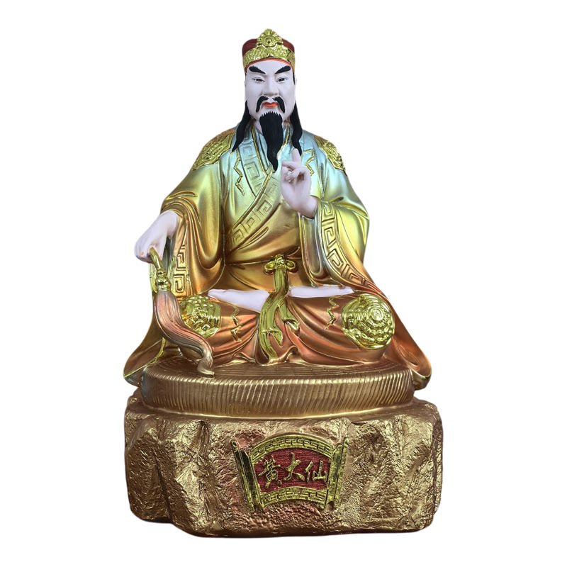 黄大仙神像树脂佛像仿铜彩黄初平养素净正真人像家居摆件