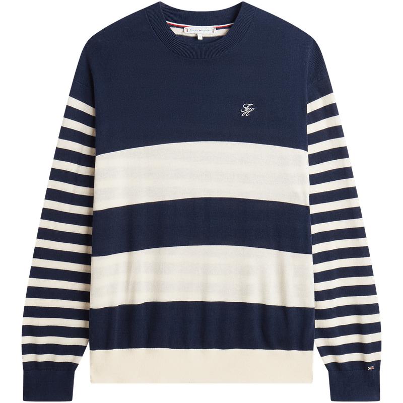 Tommy女装条纹宽松圆领针织衫