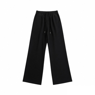 大码女装黑色高腰阔腿裤女秋冬新款胖mm加绒加厚休闲百搭运动卫裤