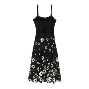 Maje2025春夏女装法式时尚撞色印花收腰吊带针织连衣裙两件套