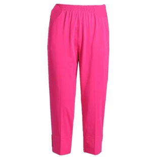 妈妈裤子夏季薄款七分裤棉质白色夏凉裤中老年人奶奶妇女裤弹力棉