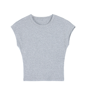 pusumede 后腰镂空扭结短袖t恤女休闲设计感短款修身小飞袖上衣