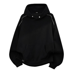 it:fivecm美式潮牌痞帅休闲帽衫外套男女设计感重磅纽扣连帽卫衣