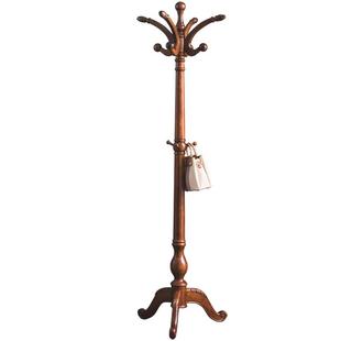 欧式全实木衣帽架卧室落地挂衣架木质房间单杆式家用收纳大衣服架