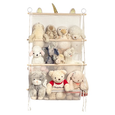 娃娃收纳展示架上墙神器网兜袋