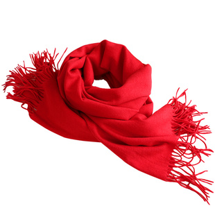 红色围巾女冬季加厚保暖纯色高级感中国红驼色仿羊绒围脖2024新款