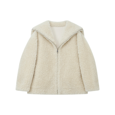 DAGA韩版超好看厚羊羔毛外套女颗粒绒皮毛一体短款白色毛茸茸冬装