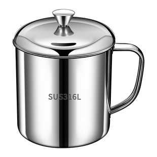 316不锈钢杯子食品级口杯办公室304马克杯家用带盖水杯大容量茶缸