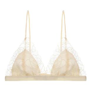 Creme微光系列法式真丝内衣女无钢圈薄款文胸花瓣刺绣女士bra小胸