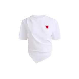 FIVE PLUS女夏装可露丽风上衣烫印工艺不对称设计T恤女装