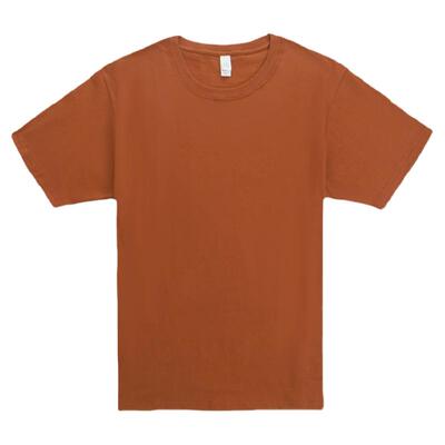 时有深橙色圆领短袖恤纯棉