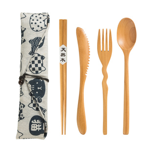 木制刀叉勺子套装实木筷子勺子木筷叉子木头刀叉日式餐具木质木勺