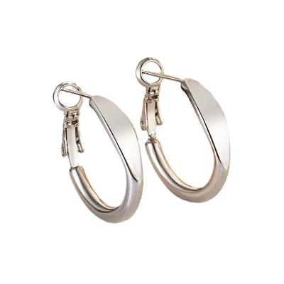 饰悟银饰925银针轻奢女素圈耳环