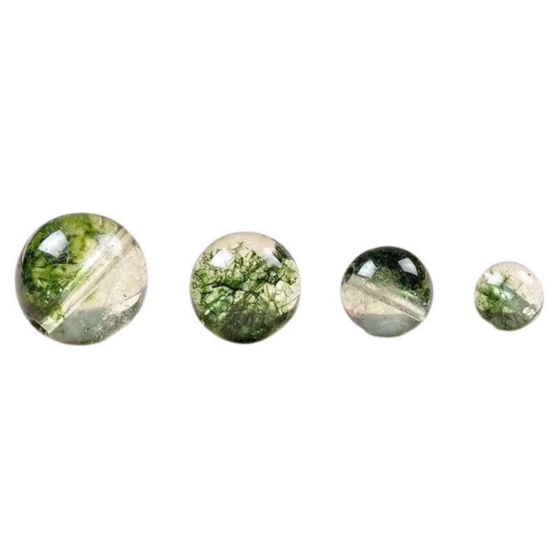 普陀山天然绿幽灵爆花水晶手链女散珠串珠半成品DIY手工珠子配件