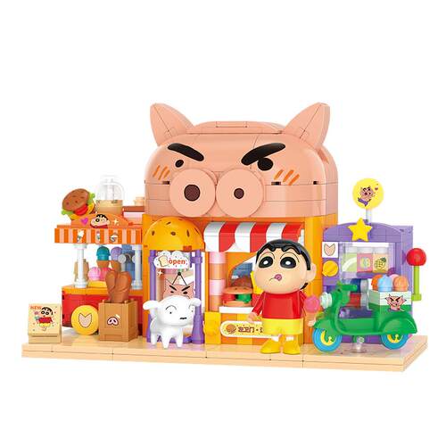 贝乐迪蜡笔小新积木折叠动漫场景玩具儿童diy小MINI颗粒女孩礼物