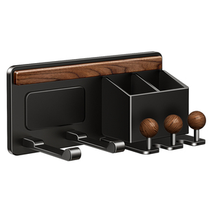 慕家胡桃木吹风机置物架免打孔电吹风挂架浴室吹风筒洗漱收纳支架