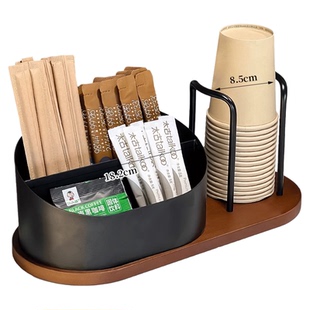 一次性杯子置物架中古风咖啡角茶水杯收纳放置架桌面纸杯架取杯器