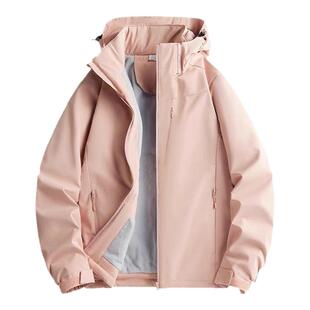 稻草人户外冲锋衣女款秋冬季2025新款上衣外套男加绒防水登山服